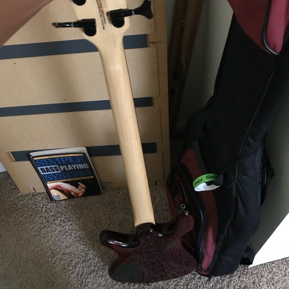 Candy Red Striped Spencer Bass Guitar - Picture 4 of 4